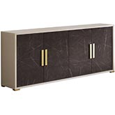 Sonia Buffet in Pearl Metallic Lacquer & Brown Marble Look